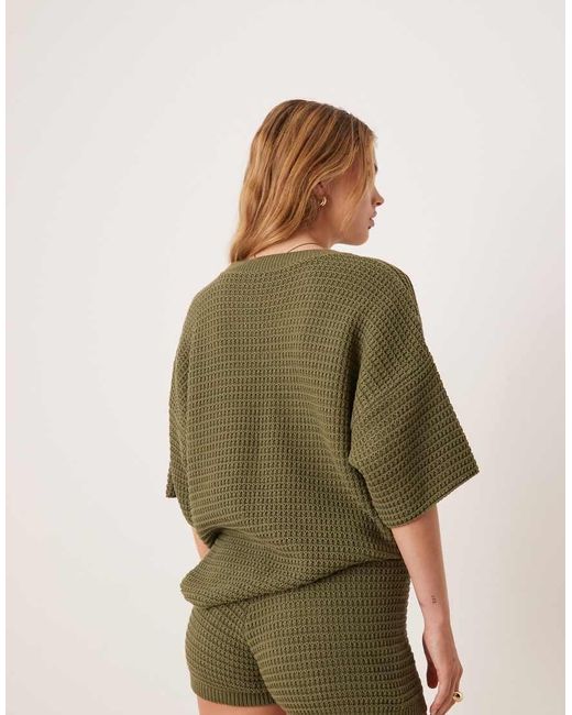 ASOS Green Co-ord Mock Crochet Knitted Short