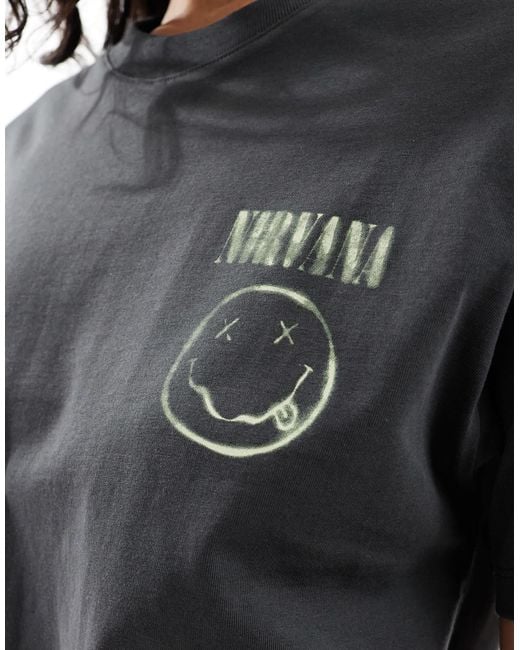 JJXX Gray Boxy T-shirt With Nirvana Print