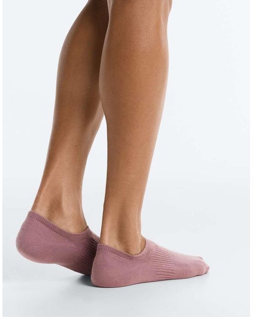 Oysho White 3 Pairs Of High-Cut Cotton Blend Invisible Sports Socks