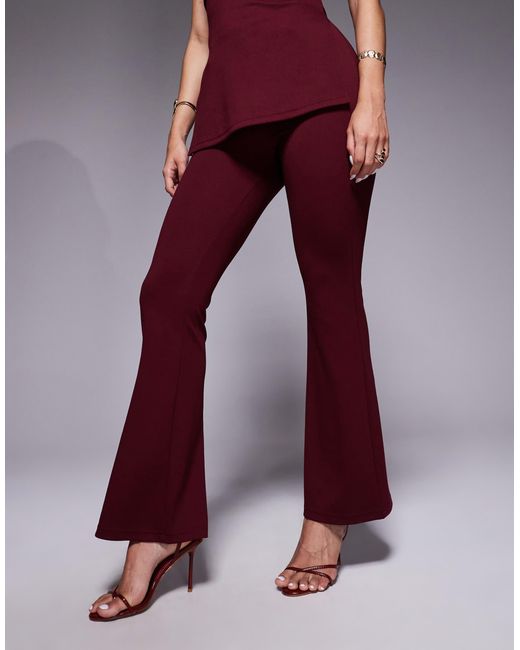 Pantalon d'ensemble ajusté puis évasé en jersey - bordeaux ASOS en coloris Red