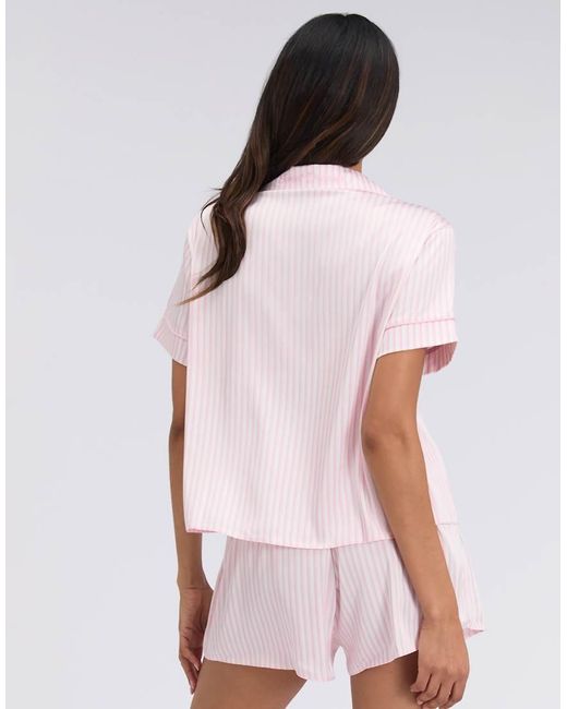 Boux Avenue Pink Oversized Satin Short Pyjama Set Striped Top And Shorts Pj