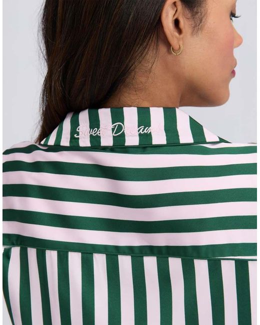 Boux Avenue Multicolor Oversized Satin Short Pyjama Set Striped Top And Shorts Pj