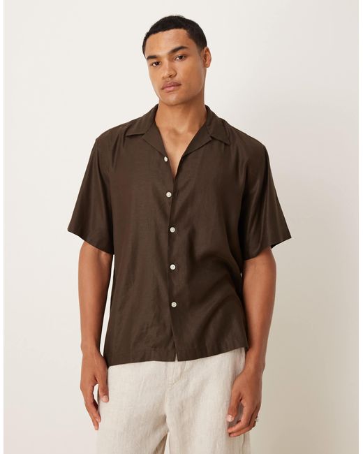 SELECTED Brown Revere Collar Shirt for men