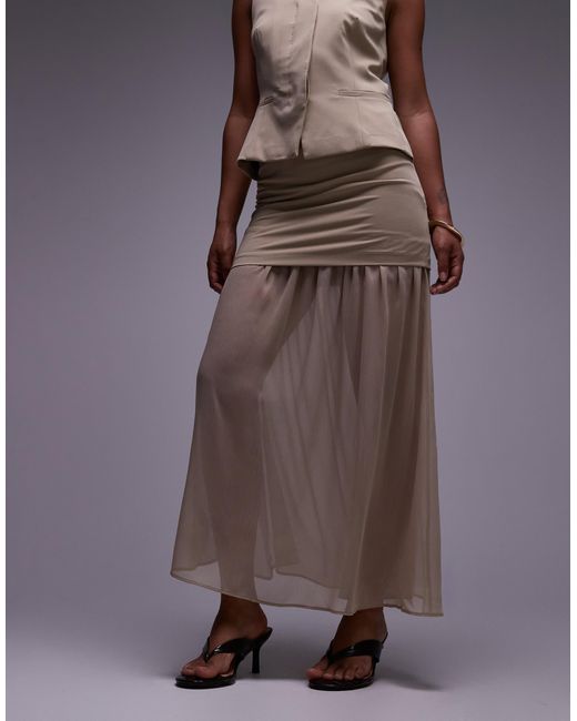 ASOS Natural Tailored Chiffon Layer Maxi Skirt