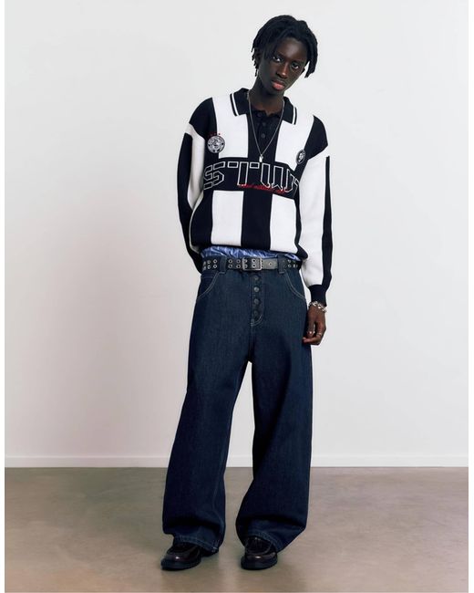 Pull&Bear – polohemd aus strick in Blue für Herren