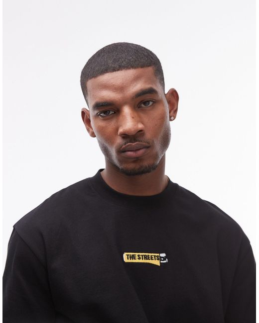 Topman X the streets – hochwertiges oversize-t-shirt in Black für Herren
