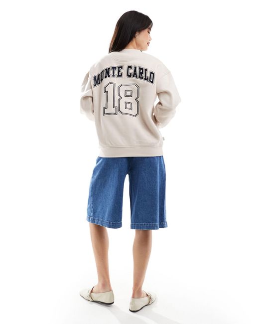 Cotton On Blue Classic Fleece Graphic Crew Sweatshirt