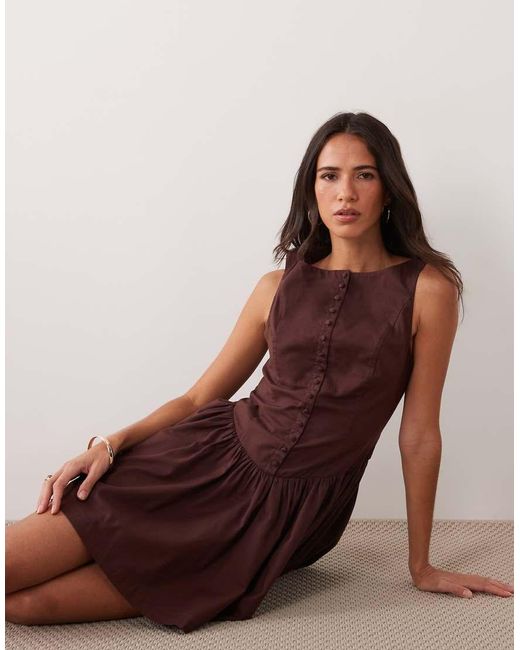 Abercrombie & Fitch Brown Drop Waist Mini Dress