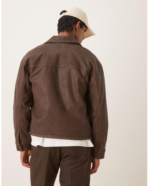 Veste en imitation cuir - marron Abercrombie & Fitch pour homme en coloris Brown
