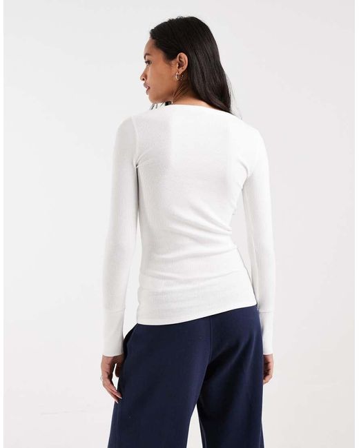 Hollister White Long Sleeve Button Up Henley Top