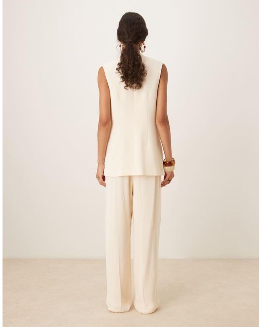 Mango Natural Straight Leg Pleat Front Light Weight Trouser Co-ord