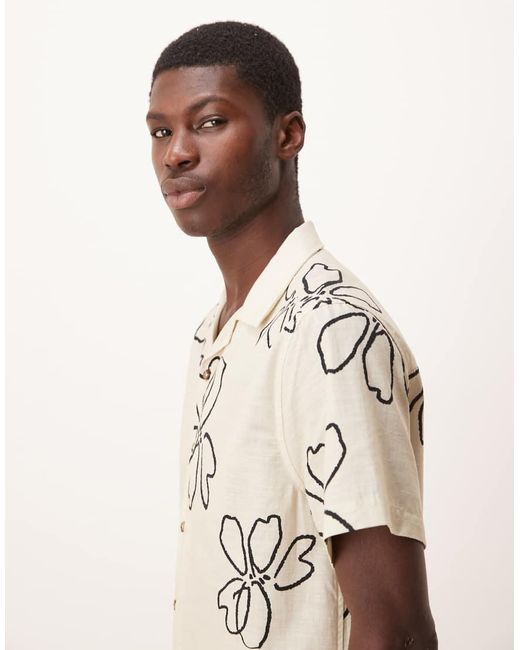 Camisa Extragrande Con Estampado Floral Y Cuello De Solapas De -Neutro ASOS de hombre de color Natural