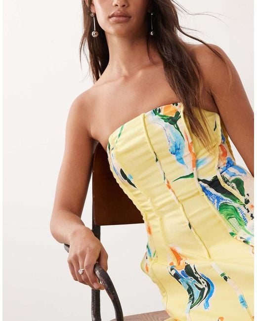 ARRANGE Multicolor Heavy Cotton Seam Detail Bandeau Maxi Dress