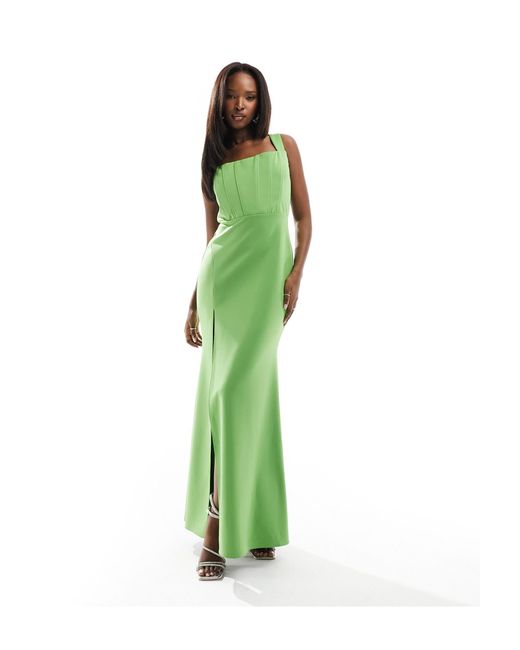 True Violet Green Corset Maxi Dress With Thigh Split