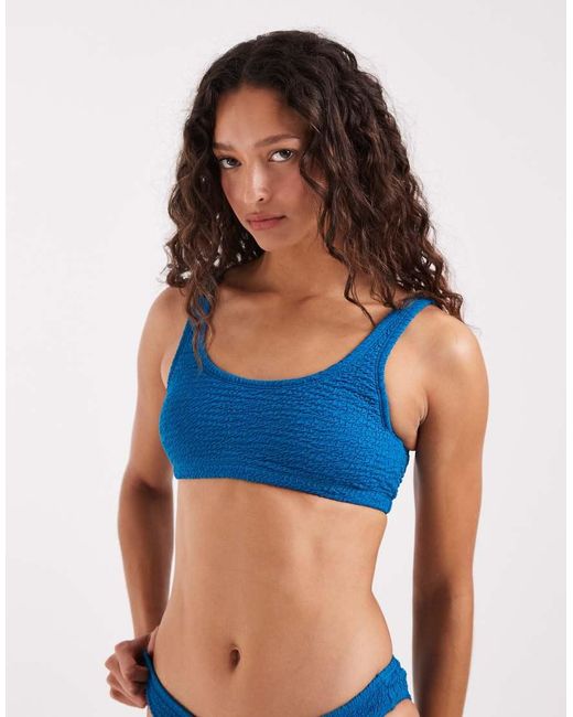 Nike Blue Nike Crinkle Bralette Bikini Top