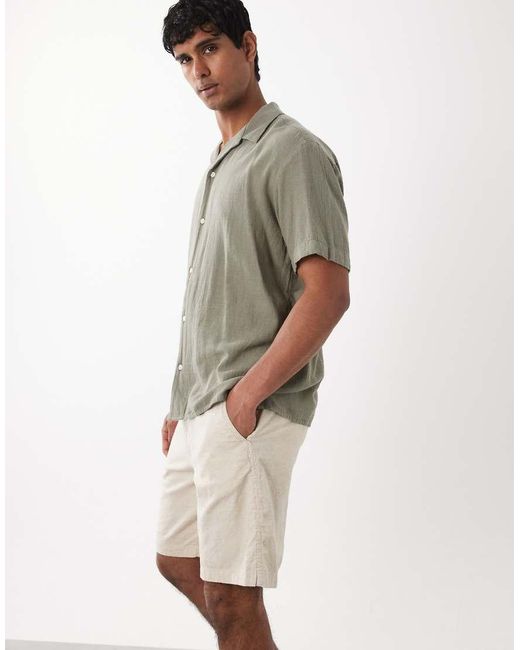 Jack & Jones Natural Drawstring Linen Blend Shorts for men