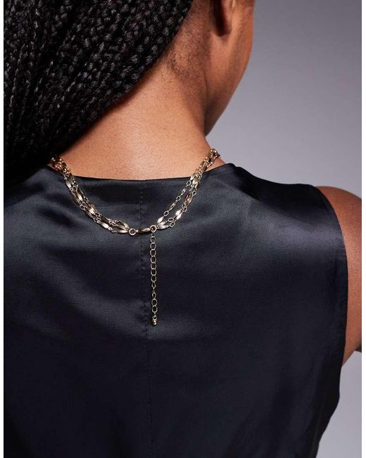 Collana Lariat Multifilo Dorata Con Dettagli Celestiali di ASOS in Black