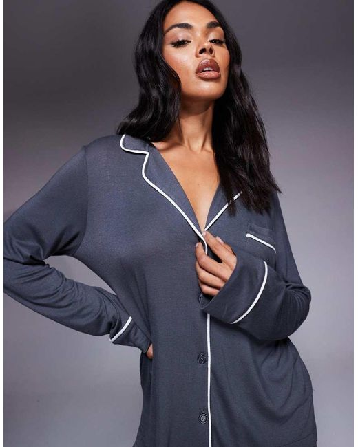 DKNY Blue Top And Pant Pyjama Set