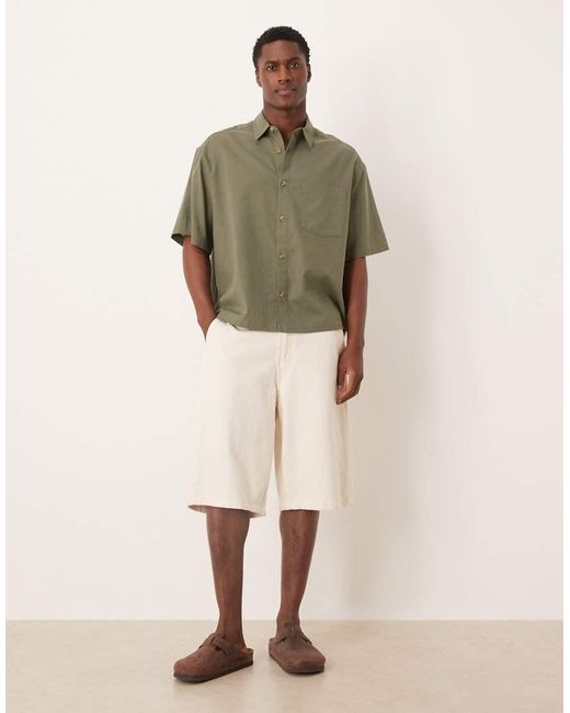ASOS Natural Boxy Oversized Shirt With Linen for men