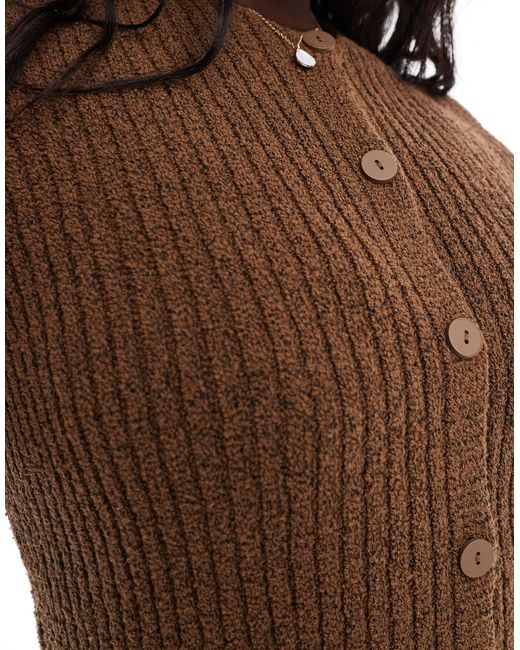ASOS Brown Asos Design Curve Knitted Button Through Waistcoat Dress