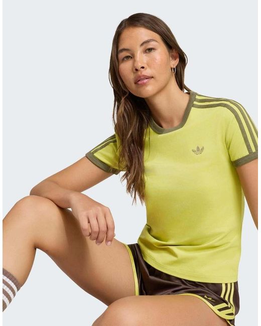Adidas Originals Green 3 Stripes Slim Tee