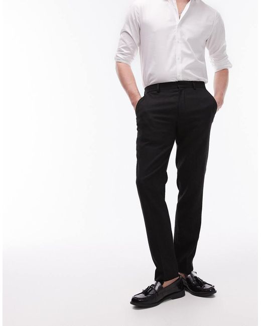 TOPMAN Skinny Textured Suit Pants in Black for Men | Lyst UK