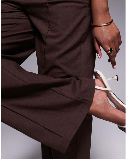 Pantalones De Sastre Chocolate De Pernera Ancha De Tejido Efecto Lino Exclusivos De (Parte De Un Conjunto) Kaiia de color Brown