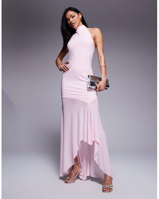 Robe longue à col montant avec jupe transparente - clair ASOS en coloris Purple