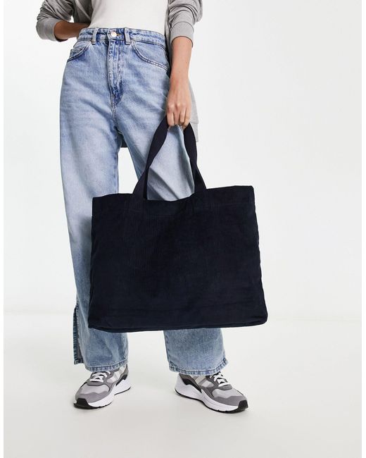 Accessorize Blue Cord Shopper Tote Bag