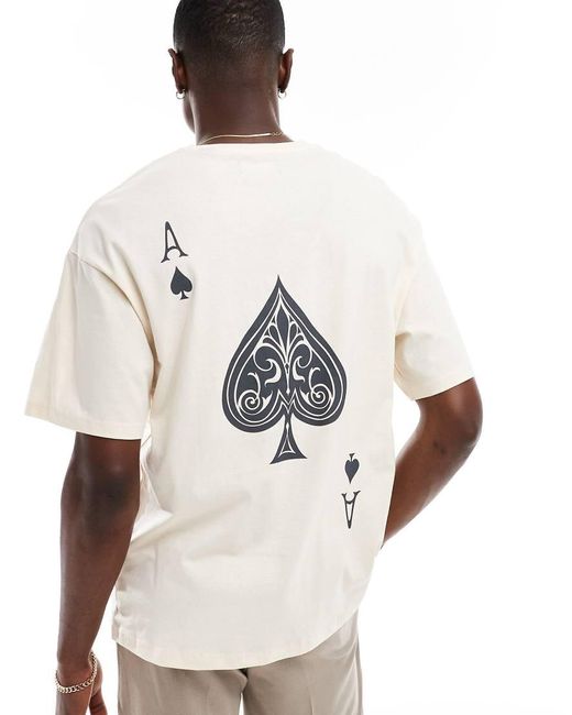 ADPT Natural Oversized T-shirt With Ace Of Spades Back Print for men