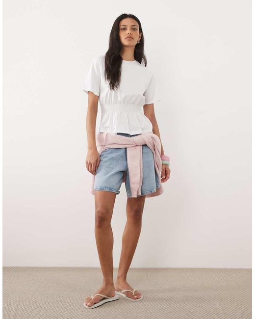 Threadbare Blue Jersey Short Sleeve Peplum Top