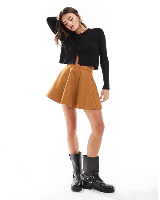ASOS Black Flippy Faux Suede Mini Skirt