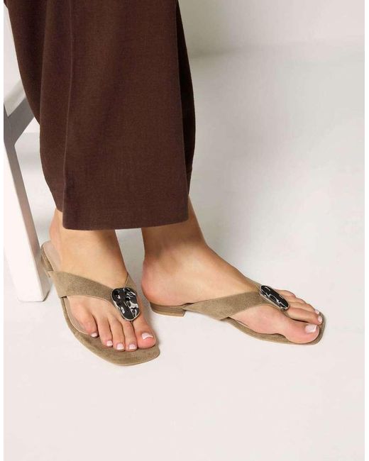 Long Tall Sally Brown Hammered Low Heel Sandals