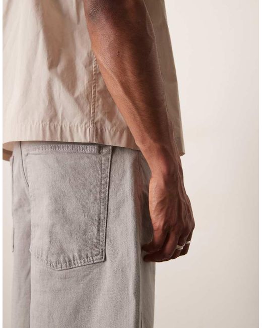 ASOS Lange Denim Jort Met Trekkoord in het Natural voor heren