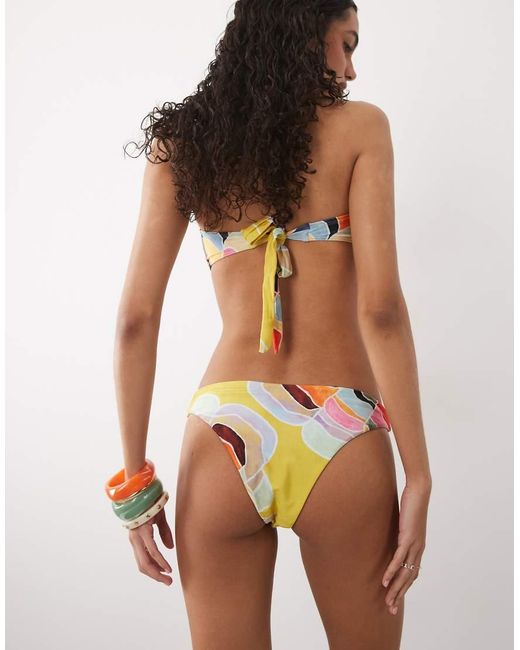 River Island Yellow Floral High Leg Bikini Bottoms