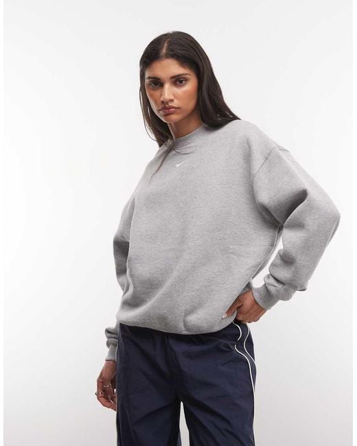 Nike Gray Studio Fleece Mid-weight Oversized Sweatshirt