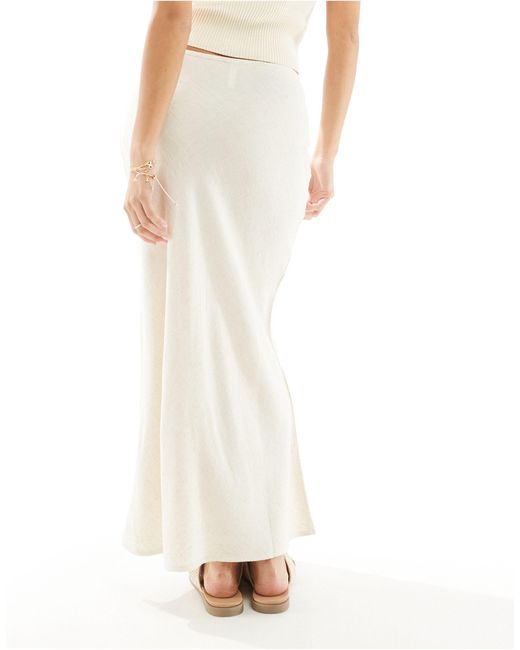 Stradivarius White Petite Linen Look Maxi Slip Skirt