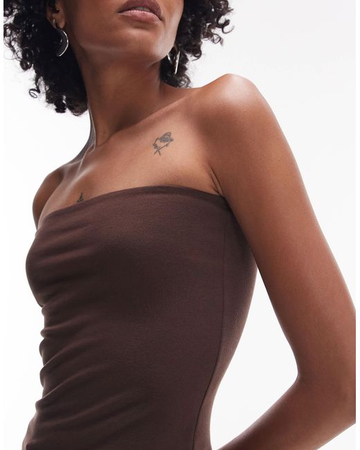 TOPSHOP Brown – trägerloses longline-top