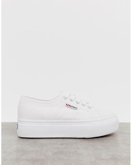 superga white leather flatform
