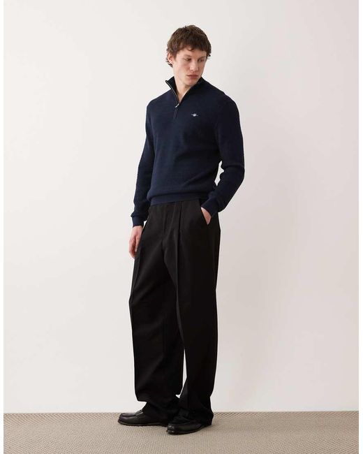 Gant Blue 1/4 Zip Textured Jumper for men