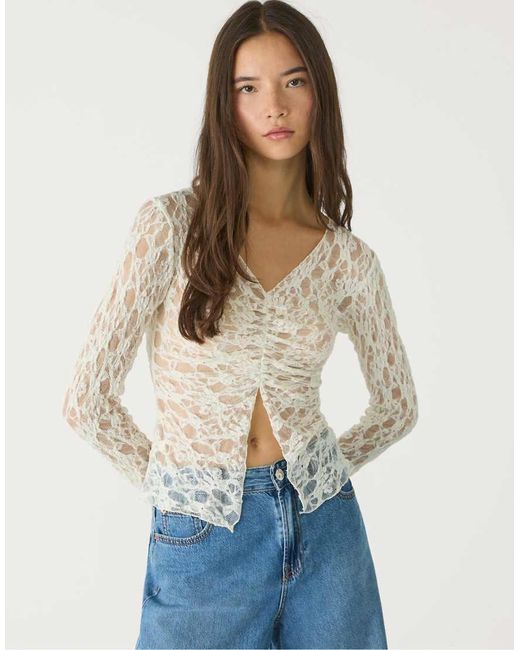 T-Shirt A Maniche Lunghe di Stradivarius in Blue