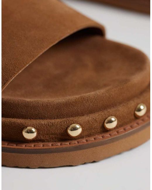 ASOS Brown Fraction Premium Studded Footbed Sandal