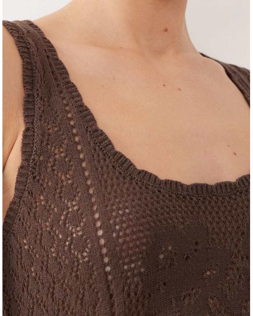 Abercrombie & Fitch Brown Crochet Cinched Waist Top