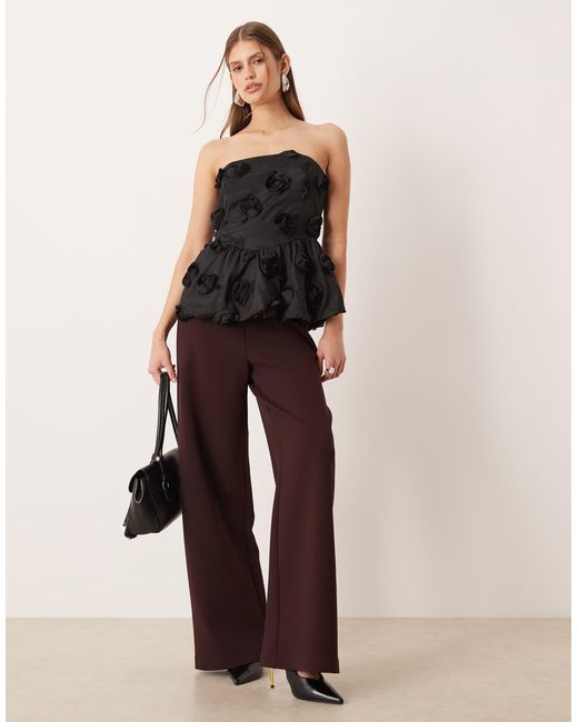 Y.A.S Black 3d Floral Applique Bandeau Top