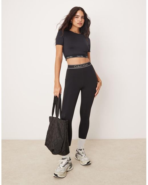 Calvin Klein Black Cropped Short Sleeve T Shirt