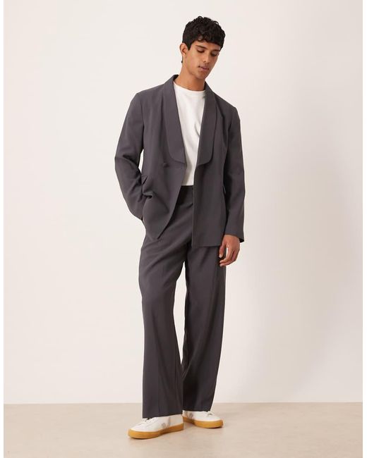 ASOS Gray Double-breasted Regular Wrap Tuxedo Jacket for men