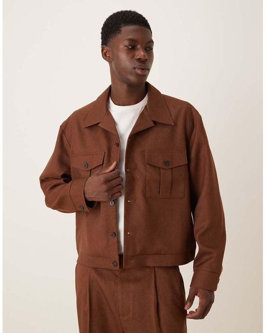 ASOS Brown Dressy Shacket for men
