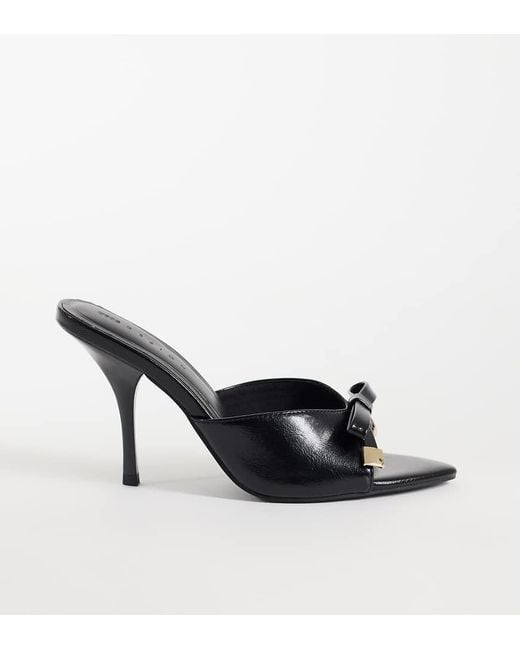 Asos Design Wide Fit Black Nelly Bow Detail High Heeled Mules
