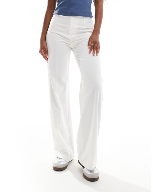 Bershka White High Waisted Tailored Trousers