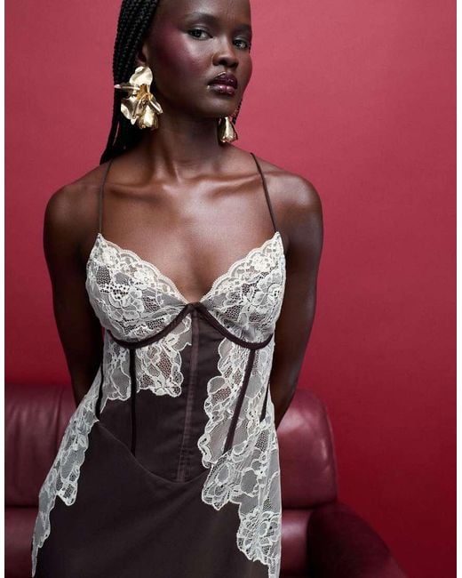 ASOS Structured Corset Lace Detail Maxi Dress